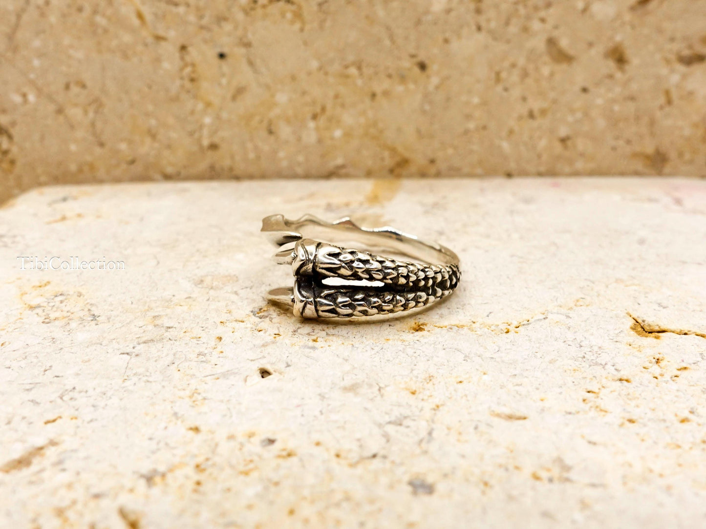 Sterling Silver Bird Claw Ring Adjustable, Open Gothic Statement Rings For Men Women