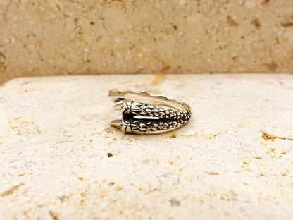 Sterling Silver Bird Claw Ring Adjustable, Open Gothic Statement Rings For Men Women