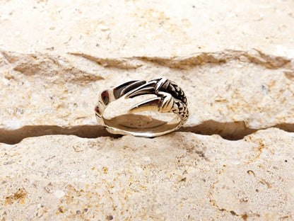 Sterling Silver Bird Claw Ring Adjustable, Open Gothic Statement Rings For Men Women