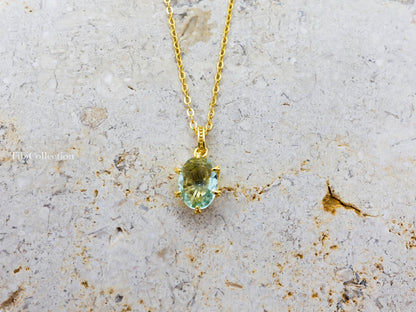 Dainty Oval Aquamarine Necklace Gold Filled Sterling Silver , Everyday Jewelry Gift for Mom