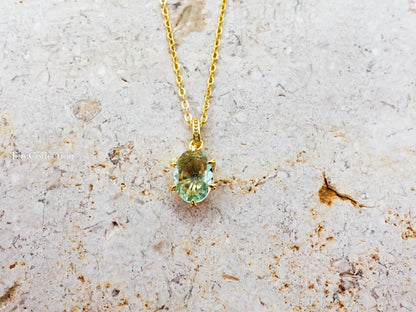Dainty Oval Aquamarine Necklace Gold Filled Sterling Silver , Everyday Jewelry Gift for Mom