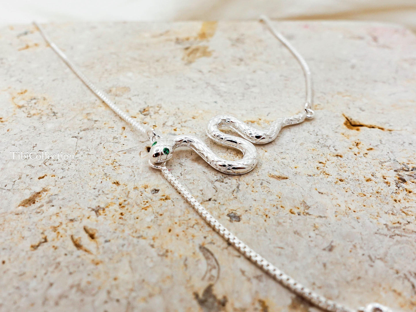 Sterling Silver Snake Necklace Adjustable Chain, Snake Jewelry For Her Mom Sister