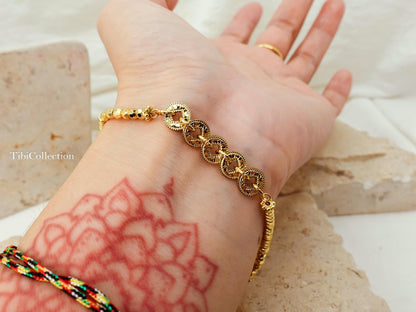 Gold Bracelet Stack, Lucky Money Wealth Abundance Jewelry Gift for Her Mom Sister