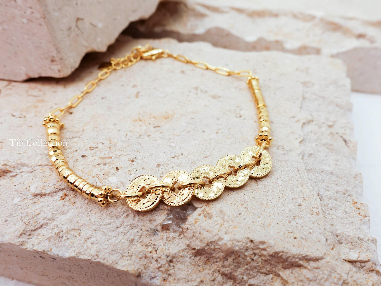 Gold Bracelet Stack, Lucky Money Wealth Abundance Jewelry Gift for Her Mom Sister