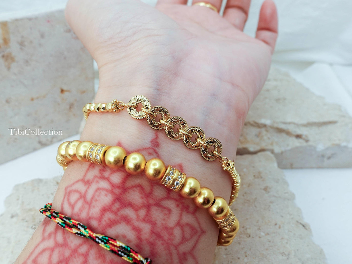 Gold Bracelet Stack, Lucky Money Wealth Abundance Jewelry Gift for Her Mom Sister