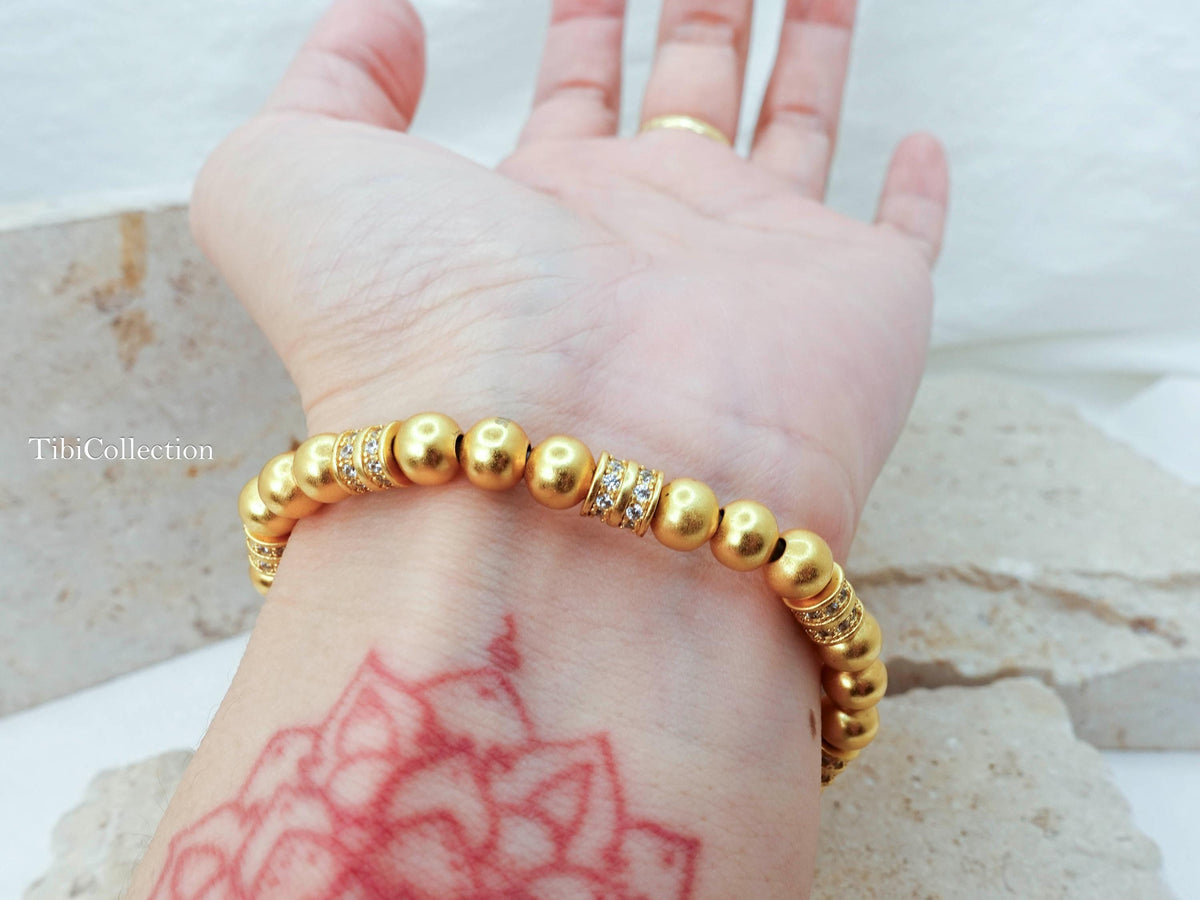 Gold Bracelet Stack, Lucky Money Wealth Abundance Jewelry Gift for Her Mom Sister