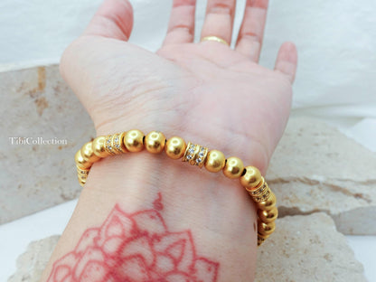 Gold Bracelet Stack, Lucky Money Wealth Abundance Jewelry Gift for Her Mom Sister