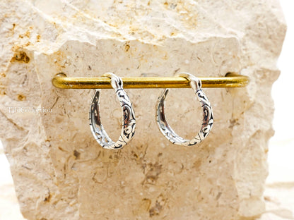 Sterling Silver Vintage Hoop Earrings, Lightweight Hoops Gift for Mom