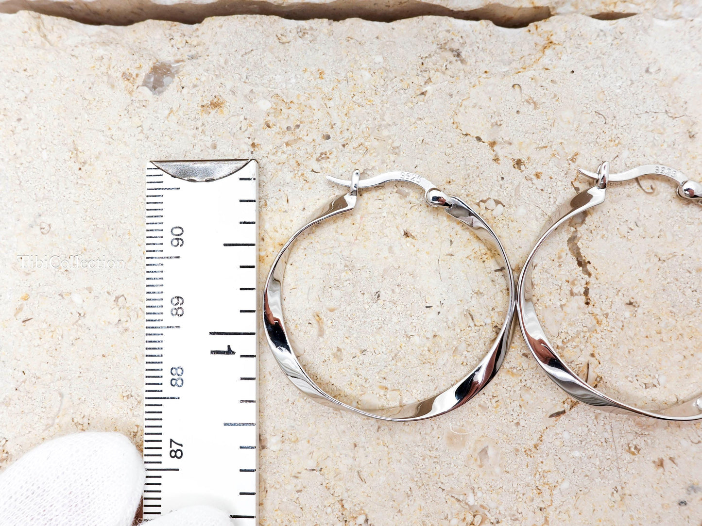 Sterling Silver Twist Large Hoop Earrings, Mobius Jewelry Gift for Her