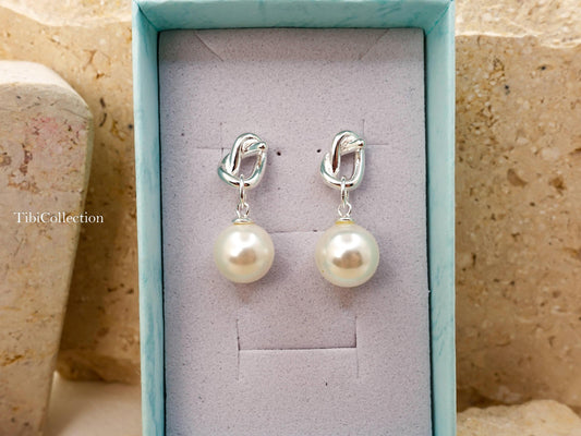 Sterling Silver Pearl Drop Earrings, Freshwater Pearl Jewelry Gift for Her Mom Sister