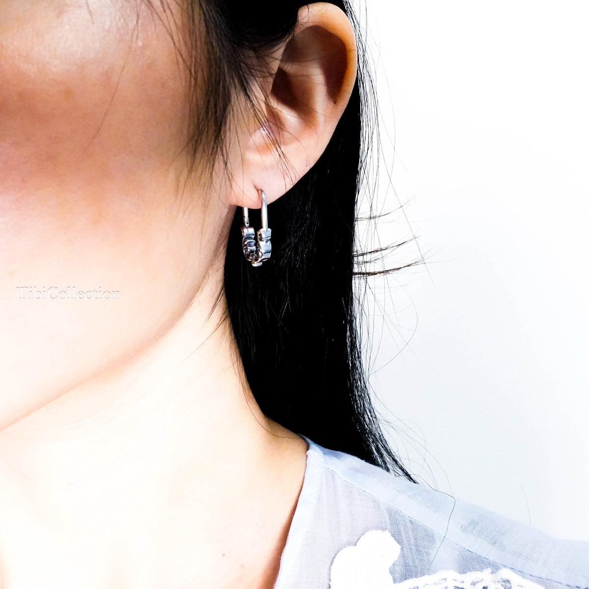 Sterling Silver Huggie Hoop Earrings, Black Mens Earrings Unisex Vintage Jewelry Gift