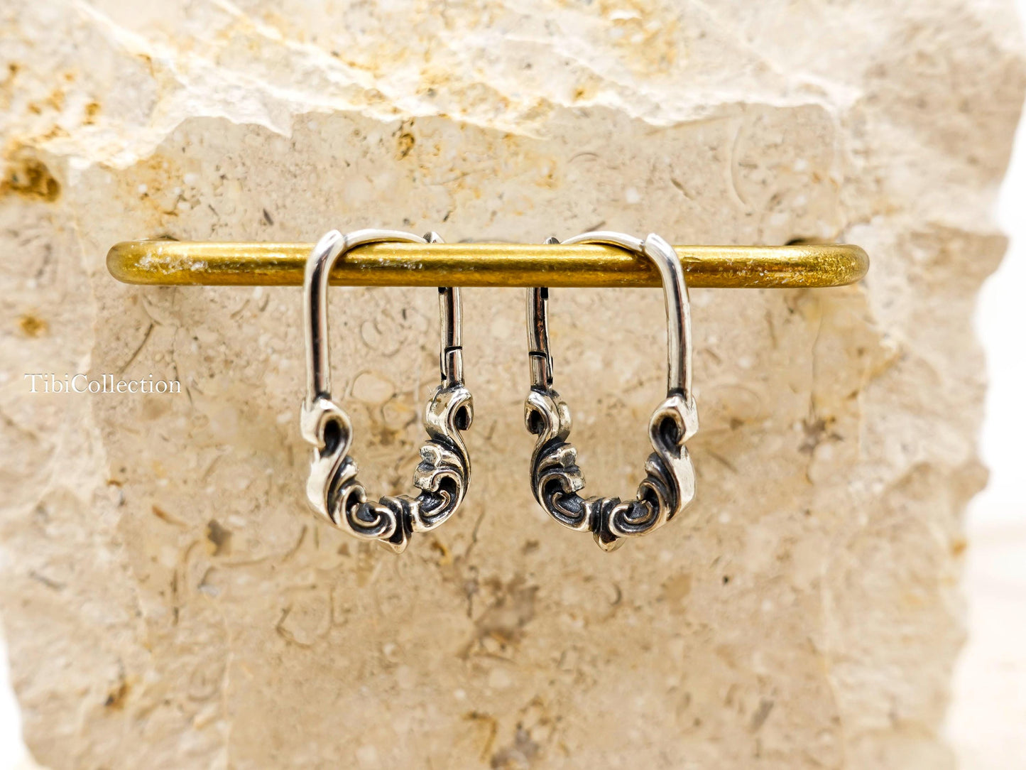 Sterling Silver Huggie Hoop Earrings, Black Mens Earrings Unisex Vintage Jewelry Gift