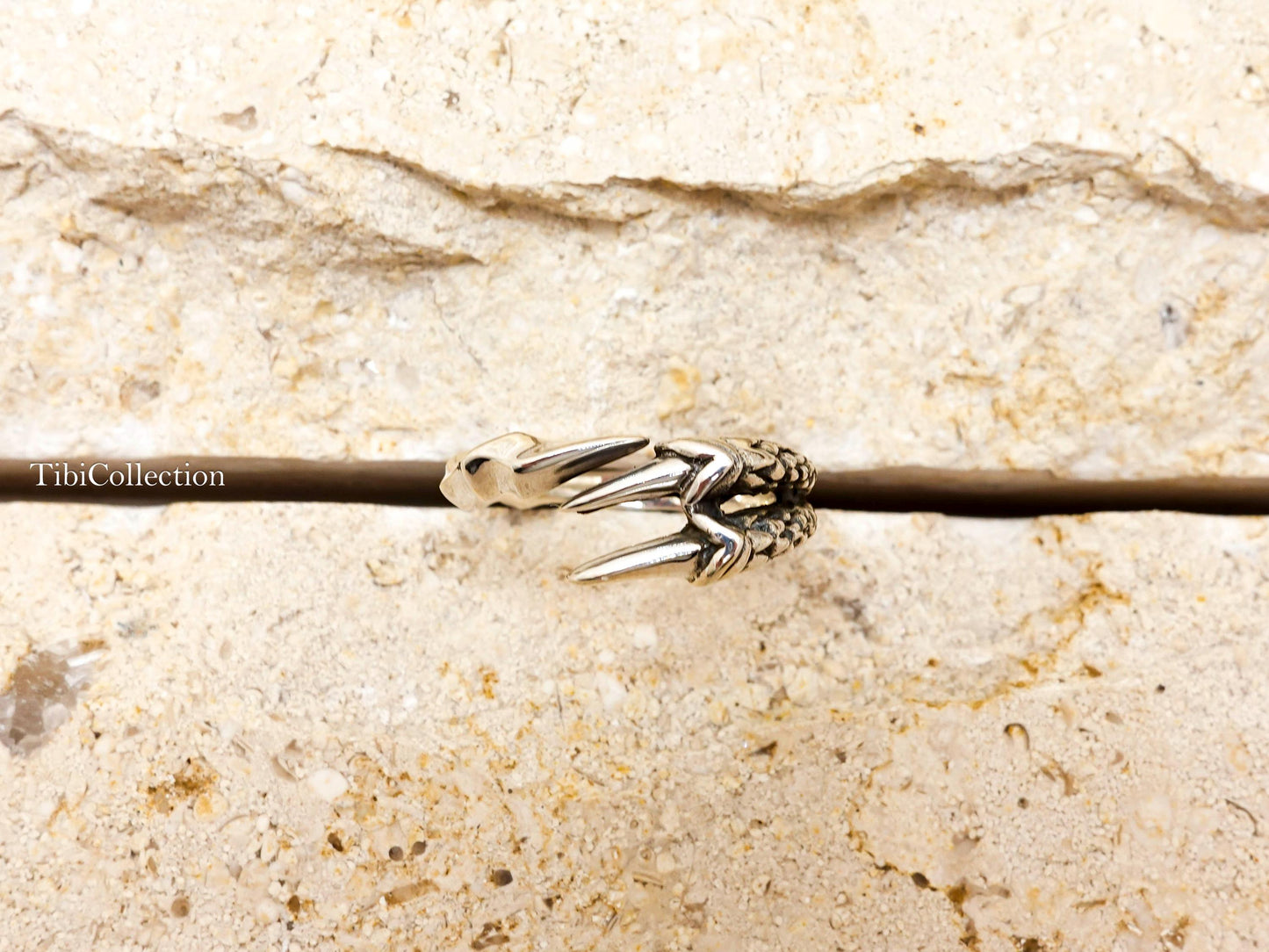 Sterling Silver Bird Claw Ring Adjustable, Open Gothic Statement Rings For Men Women