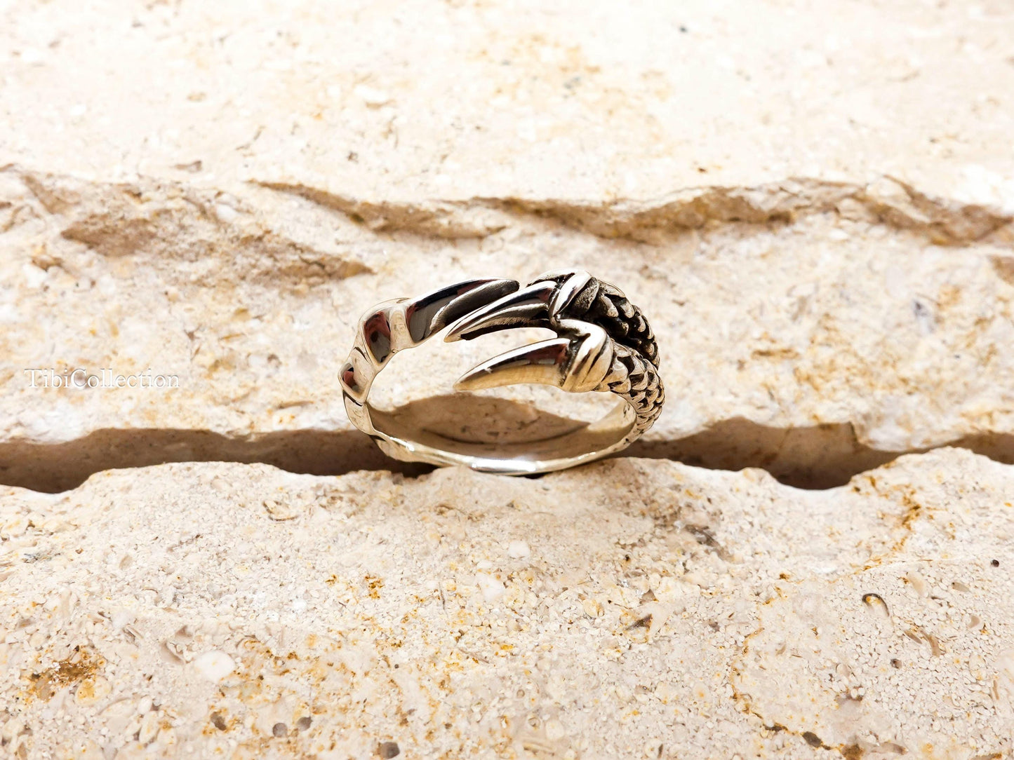Sterling Silver Bird Claw Ring Adjustable, Open Gothic Statement Rings For Men Women