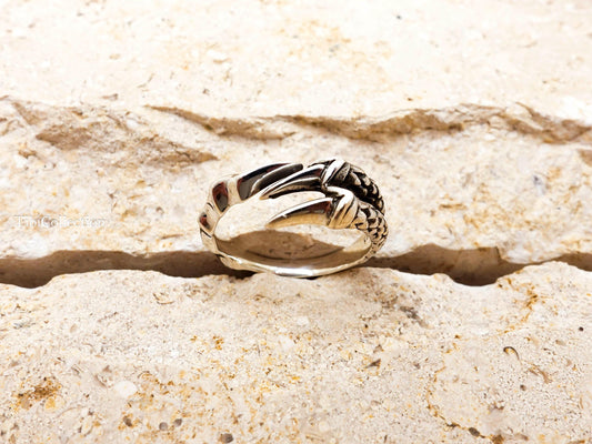 Sterling Silver Bird Claw Ring Adjustable, Open Gothic Statement Rings For Men Women