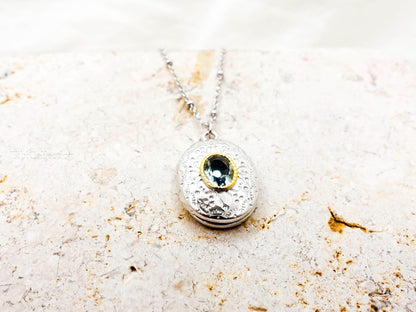 Peridot Locket Necklace Sterling Silver, August Birthstone Vintage Jewelry Gift