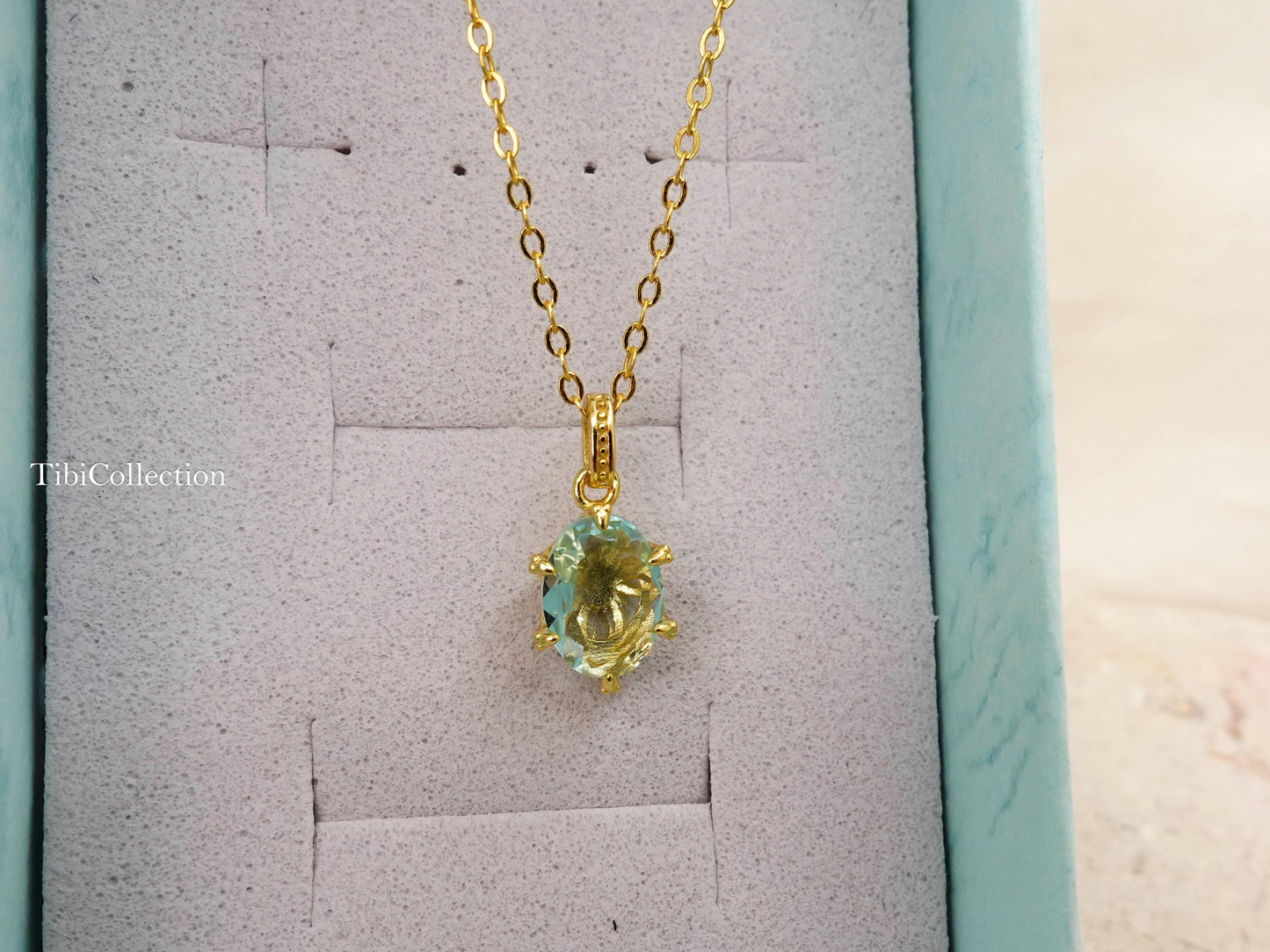 Dainty Oval Aquamarine Necklace Gold Filled Sterling Silver , Everyday Jewelry Gift for Mom