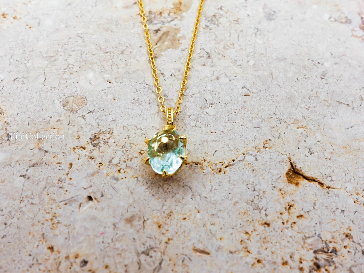 Dainty Oval Aquamarine Necklace Gold Filled Sterling Silver , Everyday Jewelry Gift for Mom