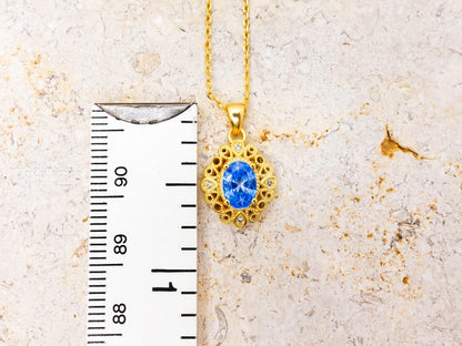 Vintage Blue Topaz Necklace Gold Filled Sterling Silver, December Birthstone Gift for Her