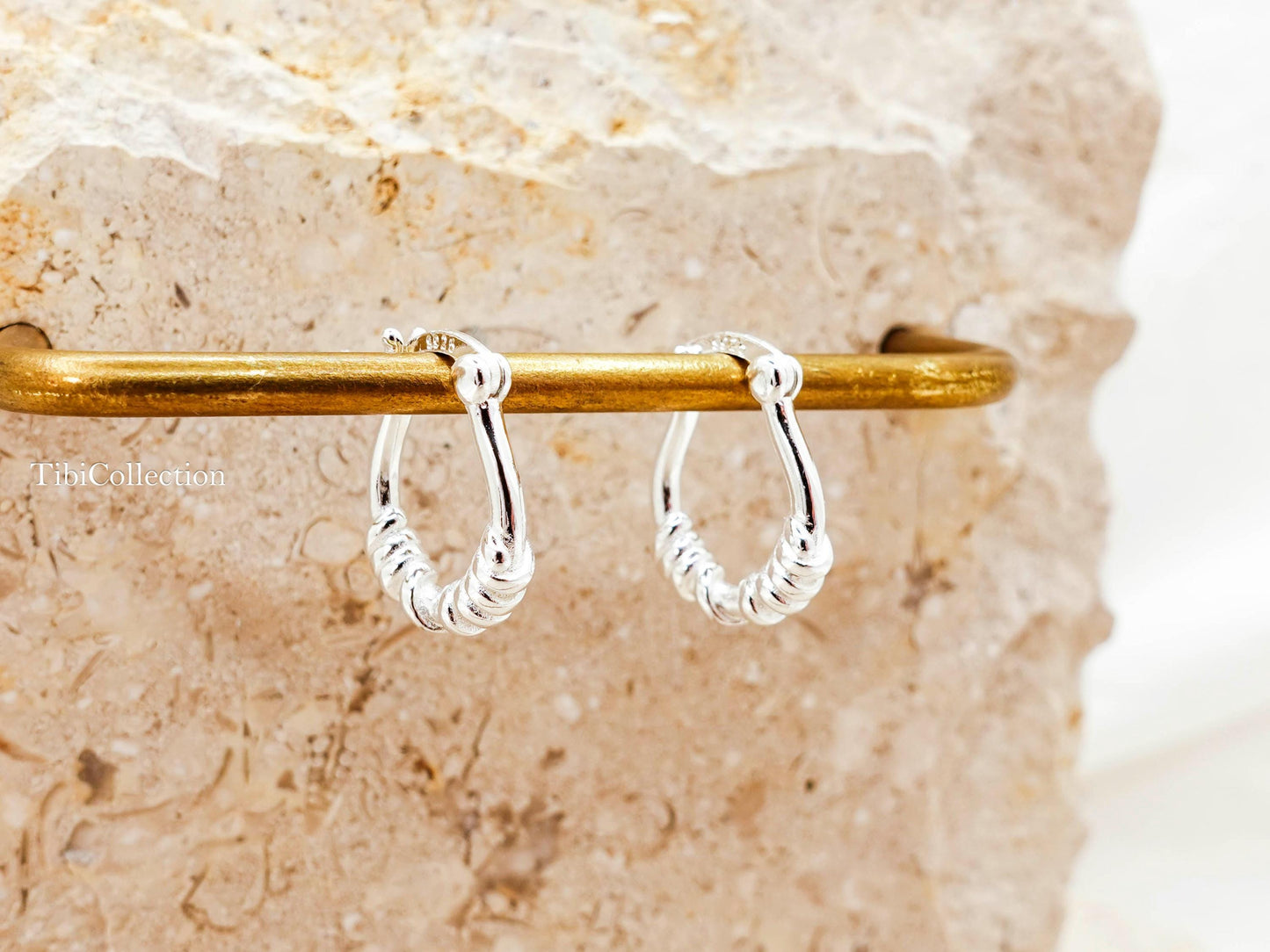 Small Hoop Earrings Sterling Silver , Textured Tiny Hoops Minimalist Gift