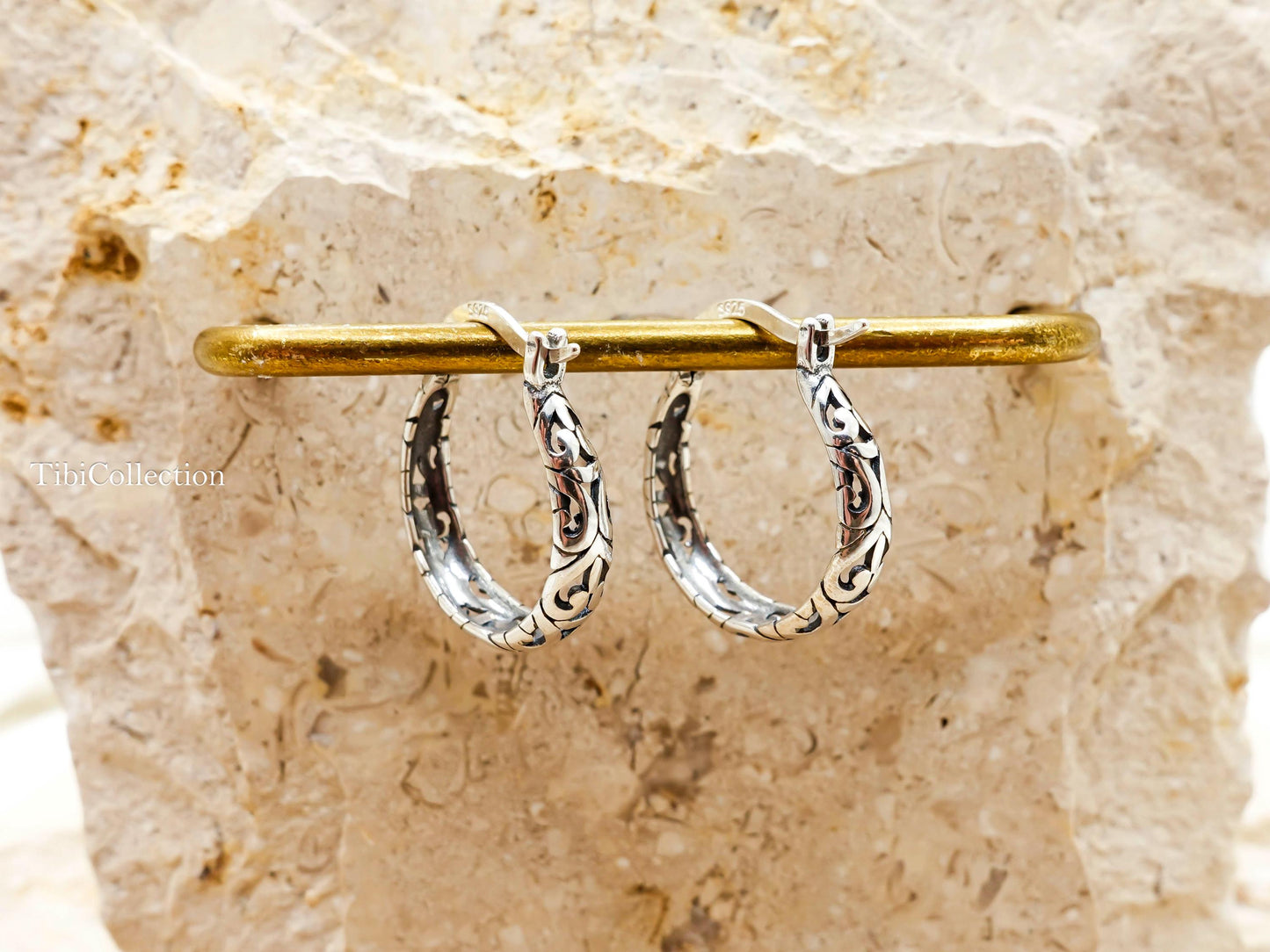 Sterling Silver Vintage Hoop Earrings, Lightweight Hoops Gift for Mom