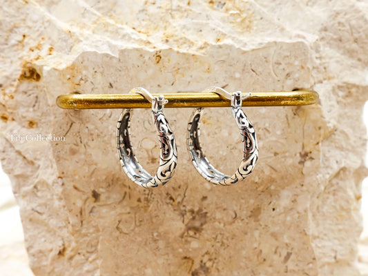 Sterling Silver Vintage Hoop Earrings, Lightweight Hoops Gift for Mom