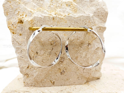 Sterling Silver Twist Large Hoop Earrings, Mobius Jewelry Gift for Her
