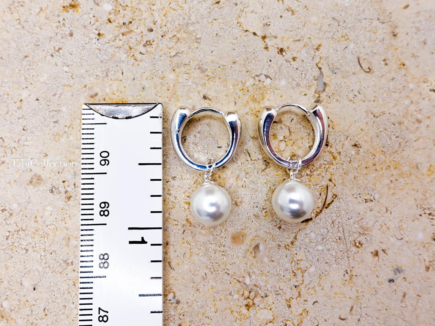 Sterling Silver Pearl Hoop Earrings, Huggie Hoops with Freshwater Pearl Drop Gift for Her
