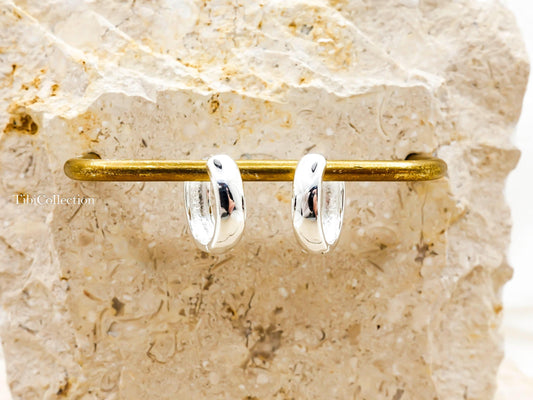 Sterling Silver Huggie Earrings, Small Lightweight Huggie Hoops for Her Mom Sis