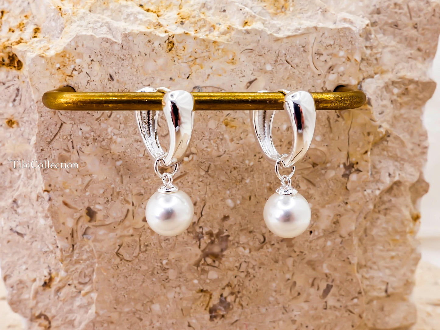 Sterling Silver Pearl Hoop Earrings, Huggie Hoops with Freshwater Pearl Drop Gift for Her