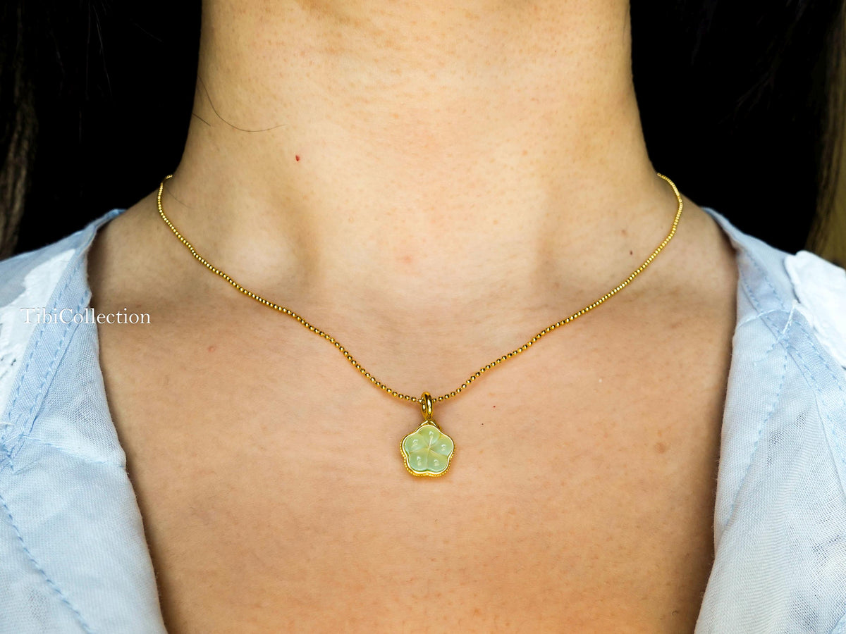 Dainty Jade Necklace, Sterling Silver Gold Filled LuckyJewelry Gift for Her