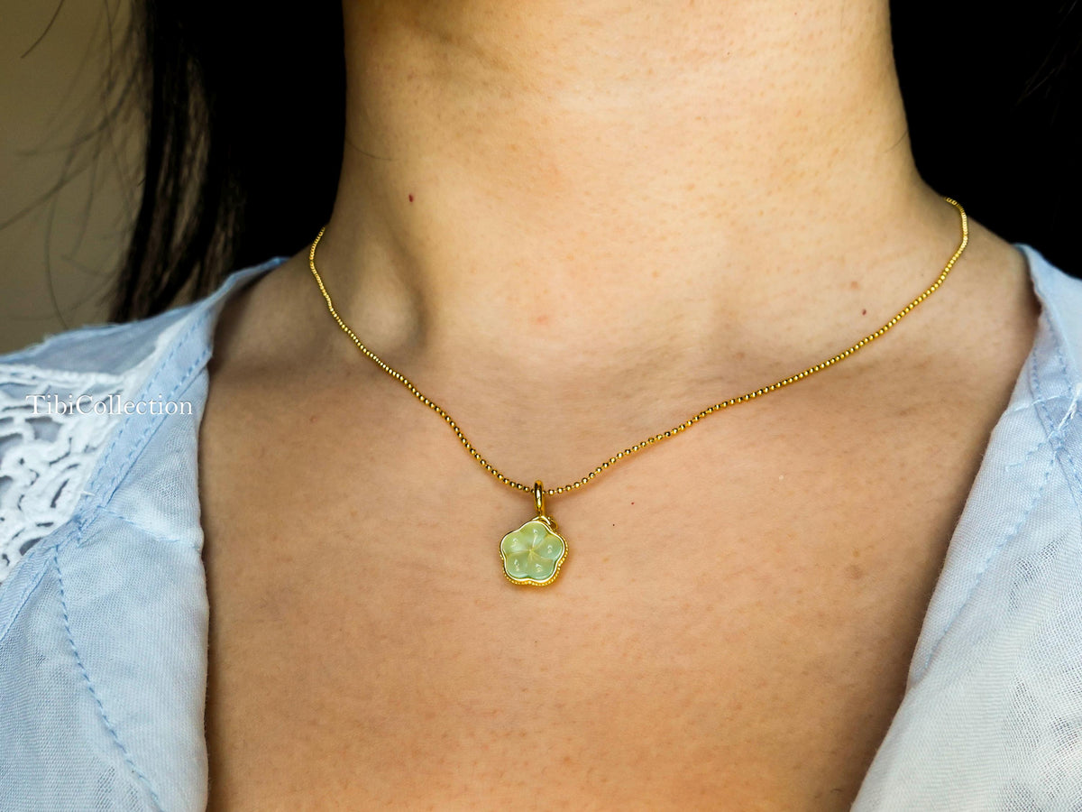 Dainty Jade Necklace, Sterling Silver Gold Filled LuckyJewelry Gift for Her