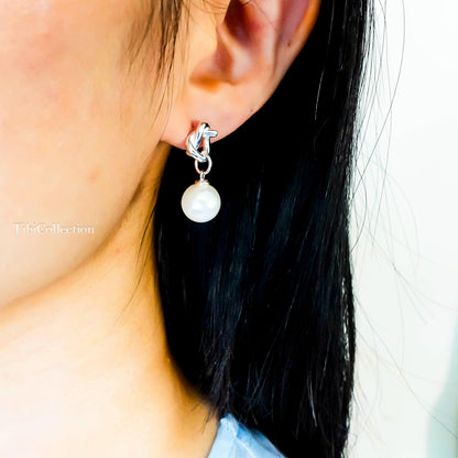 Sterling Silver Pearl Drop Earrings, June Birthstone Jewelry Gift for Her Mom Sister