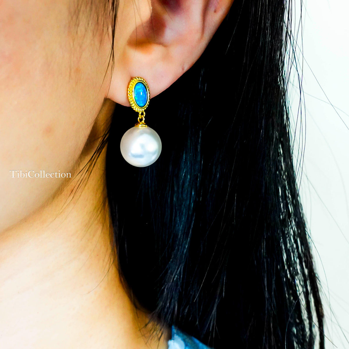 Freshwater Pearl Drop Earrings, Sterling Silver Gold Filled with Opal, June Birthstone Gift