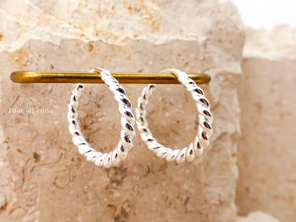 Sterling Silver Twisted Hoop Earrings, Chunky Braided Bold Statemen Hoops Everyday Luxury Gift