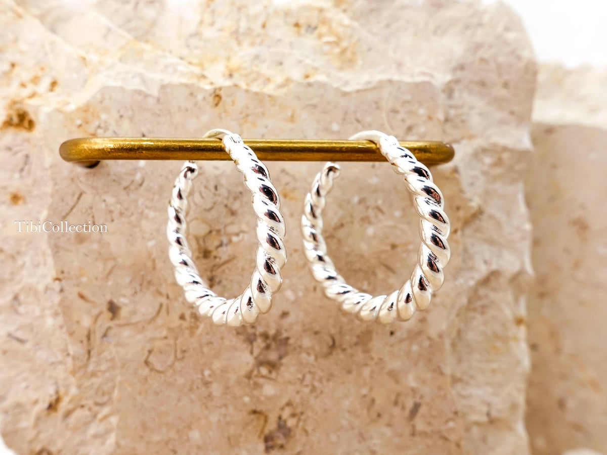Sterling Silver Twisted Hoop Earrings, Chunky Braided Bold Statemen Hoops Everyday Luxury Gift