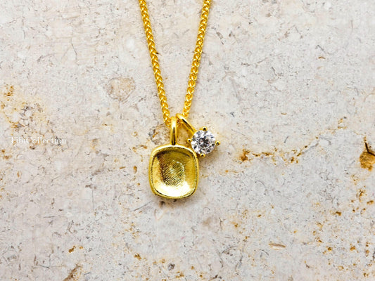 Gold Solitaire Mossanite Double Charm Necklace, Minimalist Jewelry Gift, 20" Adjustable