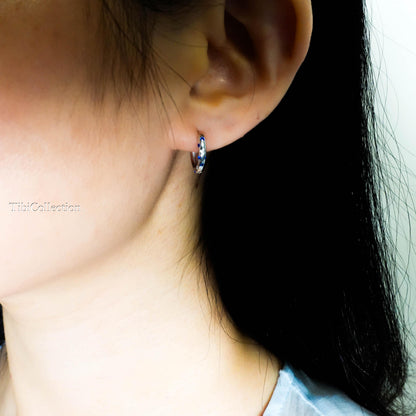 Sterling Silver Sapphire Huggie Hoop Earrings. Dainty Birthstone Jewelry Gift for Her