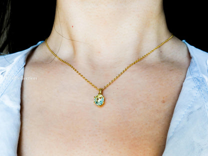 Dainty Oval Aquamarine Necklace Gold Filled Sterling Silver , Everyday Jewelry Gift for Mom