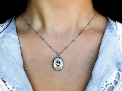 Peridot Locket Necklace Sterling Silver, August Birthstone Vintage Jewelry Gift