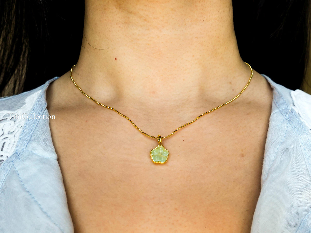 Dainty Jade Necklace, Sterling Silver Gold Filled LuckyJewelry Gift for Her