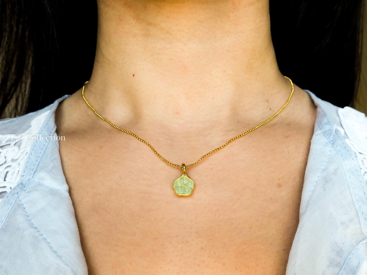 Dainty Jade Necklace, Sterling Silver Gold Filled LuckyJewelry Gift for Her