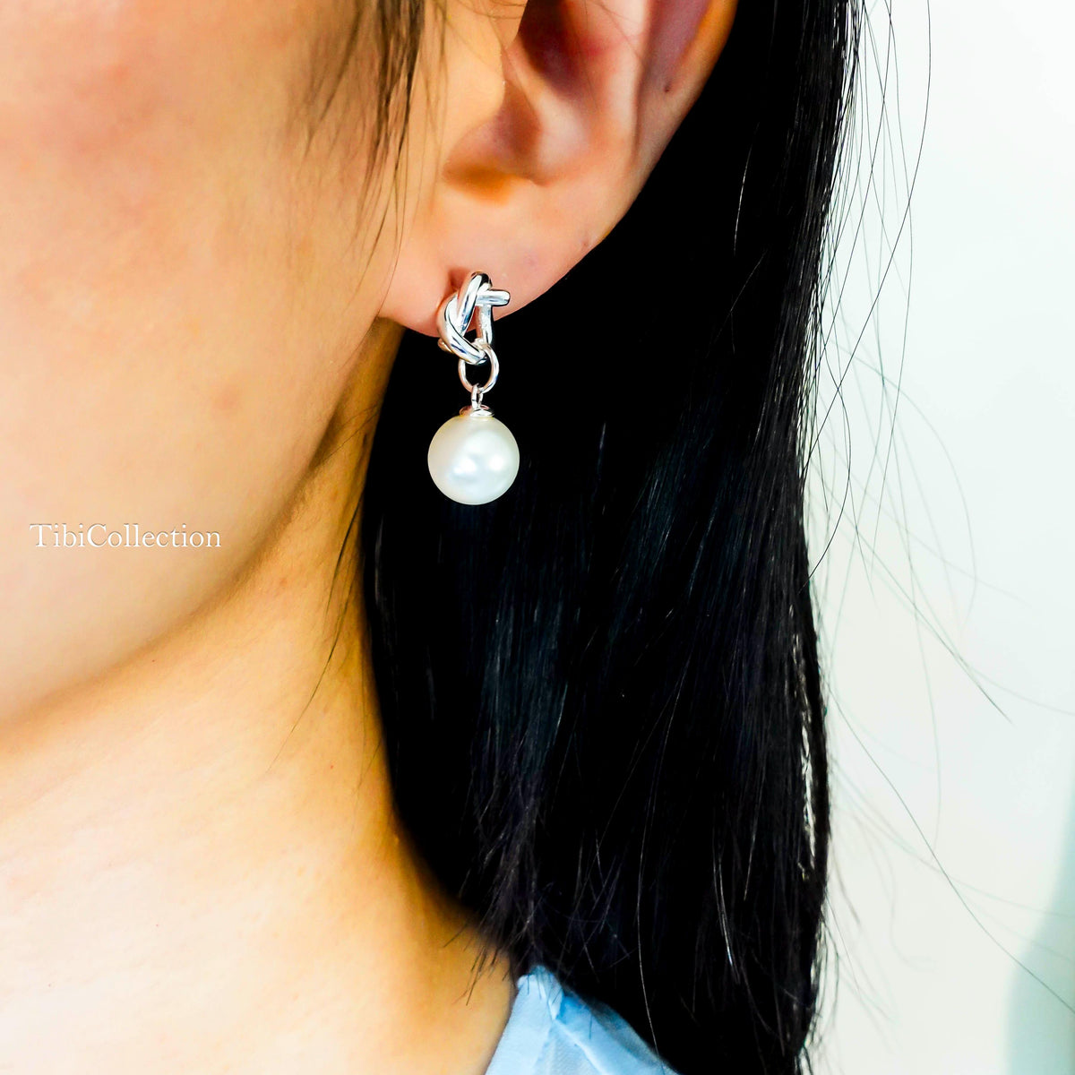 Sterling Silver Pearl Drop Earrings, June Birthstone Jewelry Gift for Her Mom Sister
