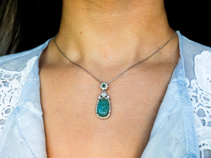 Sterling Silver Jade Necklace with Moissanite Emerald Gift for Mom