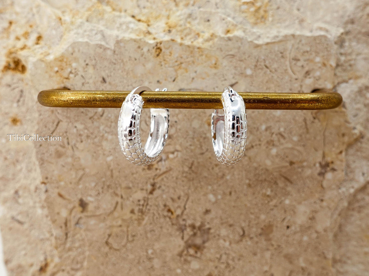 Snake Hoop Earrings Sterling Silver, Minimal Statement Hoops, Everyday Snake Jewelry Gift