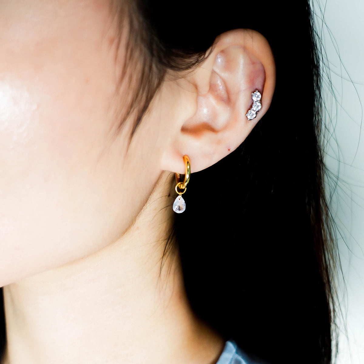 Dainty Gold Huggie Hoop Earrings for Helix Cartilage Conch Tragus, Gifr for Her