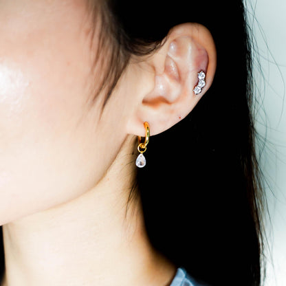 Dainty Gold Huggie Hoop Earrings for Helix Cartilage Conch Tragus, Gifr for Her