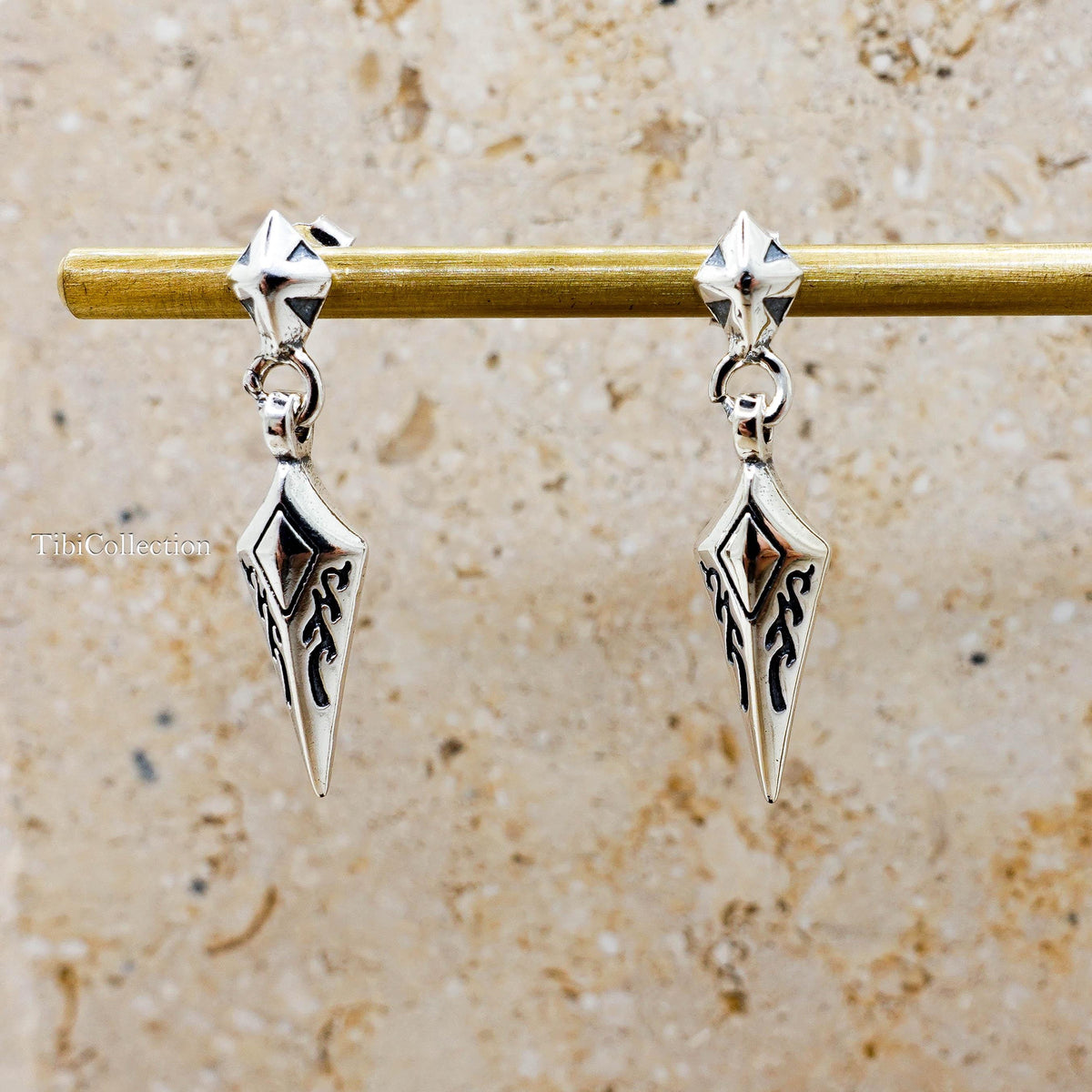 Sterling Silver Gothic Sword Earrings, Edgy Unisex Spike Dagger Jewelry Gift for Him