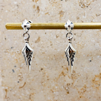 Sterling Silver Gothic Sword Earrings, Edgy Unisex Spike Dagger Jewelry Gift for Him