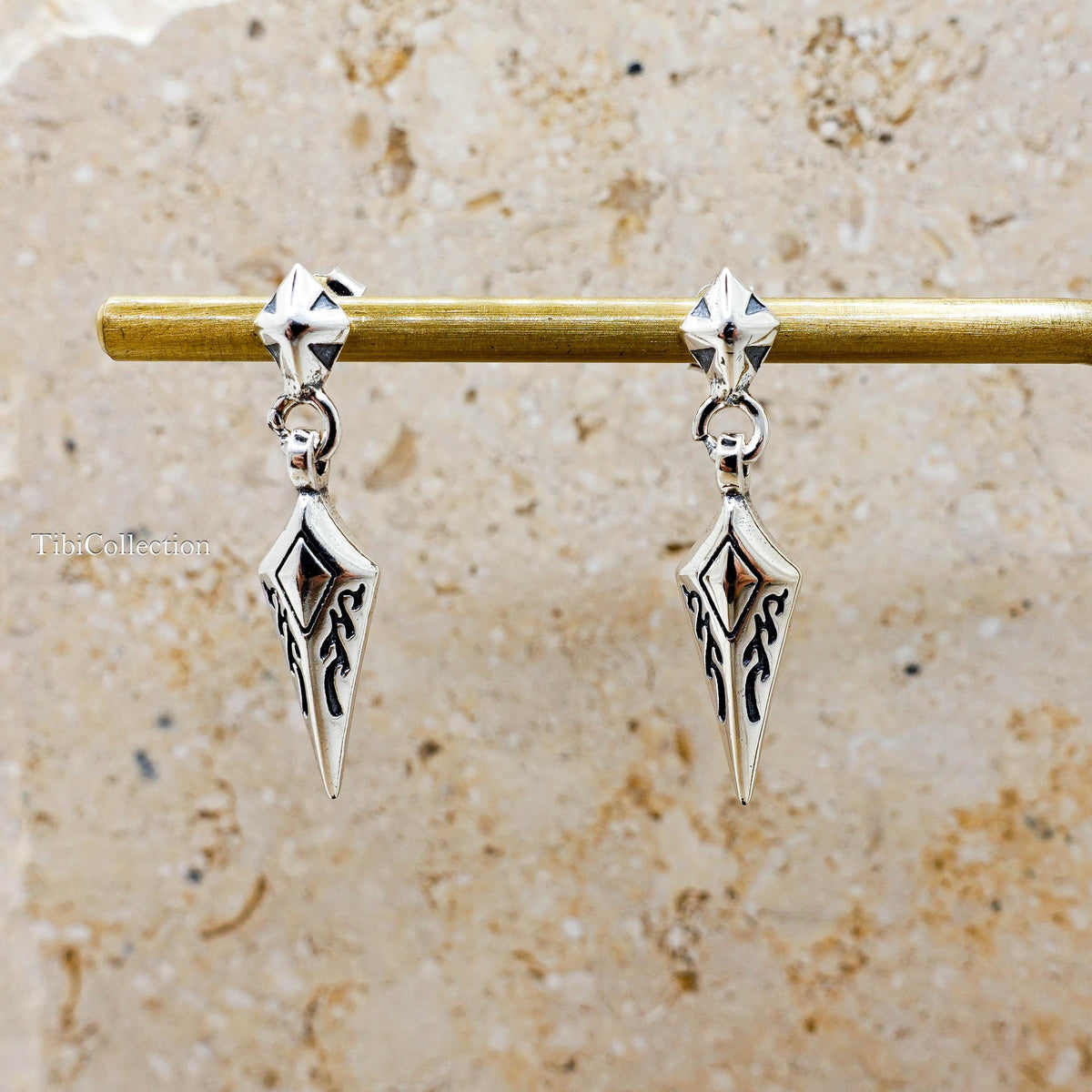 Sterling Silver Gothic Sword Earrings, Edgy Unisex Spike Dagger Jewelry Gift for Him